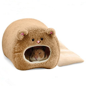 Hamster Winter Warm Cage Bear Shape Fleece House with Bed Mat for Small Pet