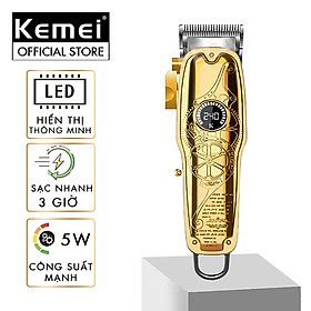 Tông đơ cắt tóc chuyên nghiệp không dây Kemei KM-1969PG công suất mạnh toàn thân hợp kim nguyên khối, sạc nhanh USB có thể dùng cạo đầu cắt tóc trẻ em người lớn đều được