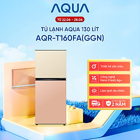 [SẢN PHẨM MỚI 2025] Tủ lạnh AQUA 130 lít ngăn đá trên AQR-T160FA(GGN) - Màu Be hồng - Freeship toàn quốc - Bảo hành 2 năm - Hàng chính hãng