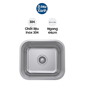 Chậu Rửa Chén Hafele HS20-SSN1R50 567.24.000 - Inox 304 - Ngang 44 cm - Hàng Chính Hãng