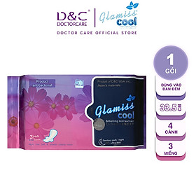 Băng vệ sinh ban đêm Glamiss Cool thảo dược 33.8cm siêu thấm hút