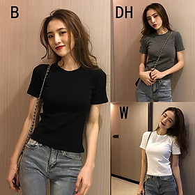 Fashion Round Neck Solid Color Short-sleeved T-shirt Women's Summer Top