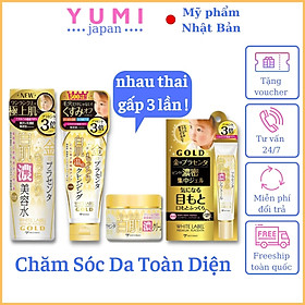 [DƯỠNG TRẮNG TOÀN DIỆN] Combo Bộ Sản Phẩm Dưỡng Da Cao Cấp Nhau Thai Nhật Bản MICCOSMO White Label Gold (Nước Hoa Hồng, Gel Tẩy Trang, Kem Dưỡng, Kem Mắt - CB09)