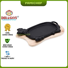 Mua Chảo gang chống dính có đế gỗ làm bò bít tết Dragon D009