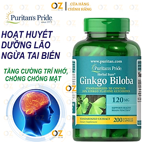 Bổ não Puritan's Pride Ginkgo Biloba Mỹ tăng lưu thông máu não, giảm đau đầu, tăng trí nhớ, giúp an thần, ngủ khỏe và giảm Stress - OZ Slim Store