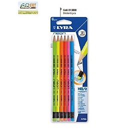 Bút chì đen nhập khẩu Đức LYRA Neon HB/2 - Vỉ 6 chiếc - 013000