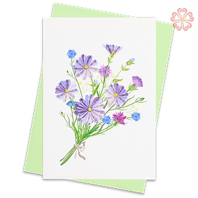 Thiệp Giấy Xoắn Nghệ Thuật - Thiệp Bó Hoa Cúc Tím - Purple Daisy Bouquet Card - Flower - Việt Net - VN2NN111013NN - 11.5 x 16.5