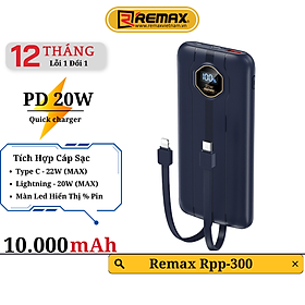 Mua Pin sạc dự phòng kèm cáp sạc 10000mAh Remax RPP-300 Sạc nhanh PD QC 22.5W - Hàng Chính Hãng Remax
