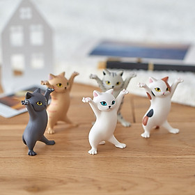 Combo 5 mô hình giá đỡ hình mèo đồ chơi hình mèo nhiều màu sắc