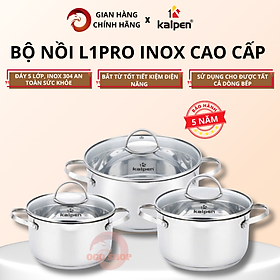 Bộ nồi inox 304 cao cấp 5 đáy Kalpen Lermat L1pro - Hàng chính hãng bảo hành 5 năm