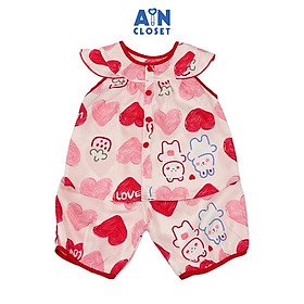 Bộ quần áo Lửng bé gái hoạ tiết Love Tim Hồng Lanh lụa - AICDBGPWIUSE - AIN Closet
