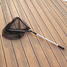 Vợt vớt cá thân nhôm dài 1m7 vành tam giác thu gọn 55cm, mắt lưới nhỏ, vớt được cả tôm, cá bống