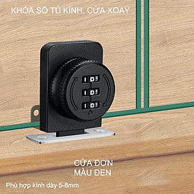 Khóa số tủ kính bằng hợp kim, loại 1 hoặc 2 cánh mở xoay, có thể thay đổi mã số