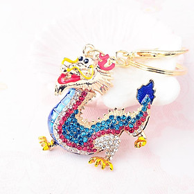 Móc khóa hongkong con rồng màu xanh dương