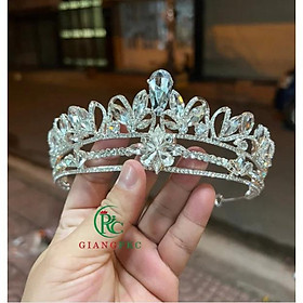 Vương miện cô dâu 3 tầng đính đá cánh lá đẹp sang trọng mới nhất 2022 Giangpkc