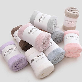 Mua Combo 4 Khăn Lau Đầu Lông Cừu Hàn Quốc Siêu Thấm Hút Cực Mịn - 50x70 cm - Trơn (giao màu ngẫu nhiên)