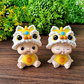 Mua (Chọn mẫu) Tượng em bé đội nón đầu Lân lò xo dễ thương màu vàng