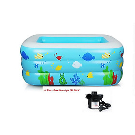 Mua Bể bơi 3 tầng phao cho bé size 180x140x55cm kèm bơm điện đỏ 2 chiều