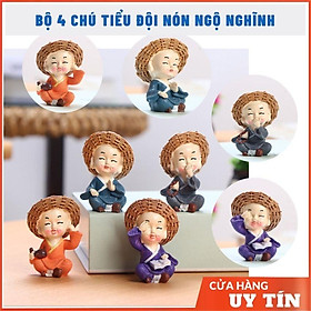 Mua Bộ tượng 4 chú tiểu  tượng trang trí tạo hình chú tiểu mini