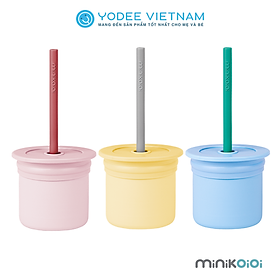 Cốc uống nước đa năng kèm ống hút silicone Minikoioi cho bé