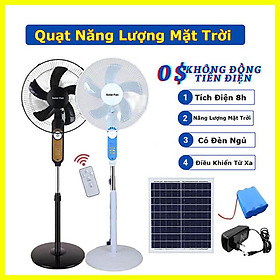 Quạt tích điện năng lượng mặt trời có điều khiển từ xa, quạt cây đứng 5 cánh có đèn ngủ và cổng USB, pin trâu sử dụng 6-10H T218