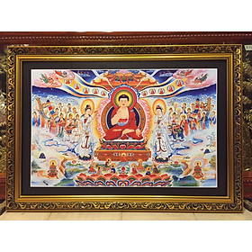 Tranh phong thuỷ,  Phật Tam Thánh , Tây Phương Cực Lạc ( 70x100cm)