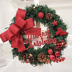 Mua Vòng Hoa Trang Trí Noel D69 size 30cm Tặng Kèm Đèn Vòng Nguyệt Quế Giáng Sinh