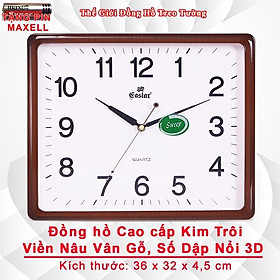Mua Đồng hồ Treo Tường KIM TRÔI EASTAR CAO CẤP - Mặt Vuông - Viền Kim Tuyến - Số nổi Ánh kim - Bảo Hành 1 Năm - Tặng Pin Maxell