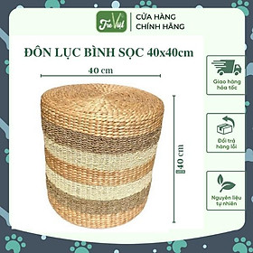 Mua Ghế Đôn Lục Bình Sọc Cói - Đôn Bèo Tây - Bàn Trà cao 40x40 dùng trang trí nhà cửa - Round Ottoman