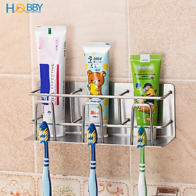Kệ để bàn chải kem đánh răng 3 ngăn dán tường Hobby home decor CD4