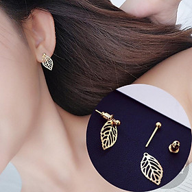 Bông tai nhỏ xinh hình lá nhiều mẫu màu vàng bạc cá tính năng động dành cho nữ - BT4K TASA khuyên tai bánh bèo