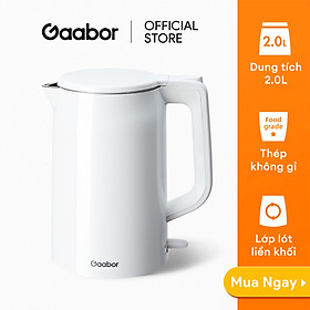 Bình đun nước siêu tốc Gaabor EK20M-WH01A 2L công suất 1500W cao cấp dễ vệ sinh - Hàng chính hãng