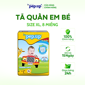 Tã/Bỉm Quần Em Bé Pep.up Extra Dry Gói Nhỏ Siêu Mềm Mại, Siêu Khô Thoáng, Kháng Khuẩn Size S11, M10, L9, XL8 - Size XL - 8 miếng