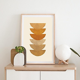 Tranh Canvas Cao Cấp Tranh hình học màu cam, nghệ thuật treo tường Mid century, tranh in boho đơn giản