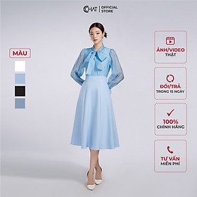 Chân Váy  Kiểu Cạp Bổ 7 Mảnh Dáng Xòe Chất Tuytsi Mềm Mịn 93CDS2007XT - Xanh Ghi - L