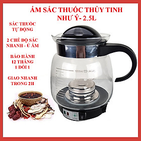 [Nhập CECAMP15KD5 giảm 15K] Ấm sắc thuốc bằng điện thủy tinh 2.5L Như Ý siêu nấu thuốc tự động, nhanh, an toàn bền đẹp- hàng nhập khẩu