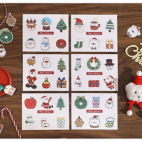 Set 6 tờ sticker Giáng sinh dễ thương ông già Noel cây thông