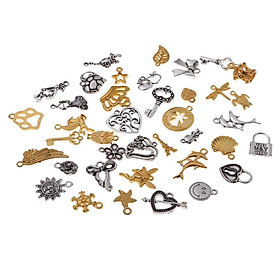 Jewelry Craft Design - 40 DIY Assorted Color Antique Metal Charms Pendants Dangle Spacer Beads For DIY Craft Bracelet Necklace Jewelry Making Findings
