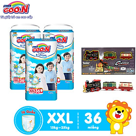 Combo 3 Bịch Tã Quần Goo.N Premium Cao Cấp Gói Cực Đại Size XXL36 (36 Miếng) + Tặng Bộ Đồ Chơi Mô Hình Đường Tàu Dùng Pin