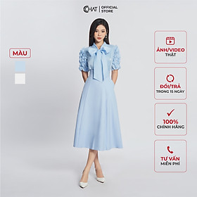 Áo Sơ Mi Nữ  Cổ Nơ Tay Hoa Chất Liệu Voan Cao Cấp 13FNV2004ST - TRẮNG - M