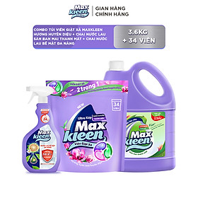 Combo Túi Viên Giặt Xả MaxKleen Hương Huyền Diệu + Chai Nước Lau Sàn 3.6kg