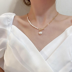 Vòng Cổ Ngọc Trai Size 6ly Phối Dây Titan, Dây Chuyền Ngọc Trai Nước Ngọt Tự Nhiên Phong Cách Trẻ Trung - Trường Thịnh Ngọc Trai