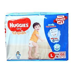 Tã Quần Huggies Dry Size L 9- 14 Kg 68 Miếng