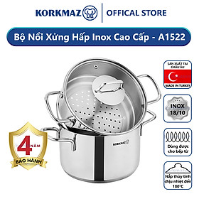 Mua Bộ nồi xửng hấp inox 18/10 Korkmaz Perla 24cm