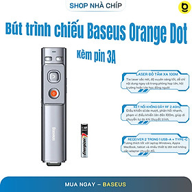 Mua Bút trình chiếu Baseus Orange Dot Laser đỏ điều khiển không dây USB/Type-C cho Laptop/MacBook - Hàng Chính Hãng