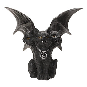 Dark Evil Animal Assistant Three Headed Cat Statue for Halloween Cafe Home Offic