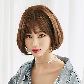 Bộ tóc giả nữ Hàn Quốc nguyên đầu màu vàng , xám khói + tặng kèm lưới ONLINE_SHOPPING_1102