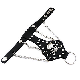 Punk Skull Bracelet  Leather Bangle Novelty Jewelry Women Biker Black