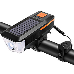 Solar / USB Charging Bike Light Bicycle Bell Horn Lamp Bike Flashlight Bike Front Light USB / Solar-Powered Rechargeable