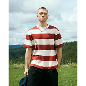 Áo thun nam tay ngắn sọc phối patch.Loose - ROUTINE 10F25TSS047